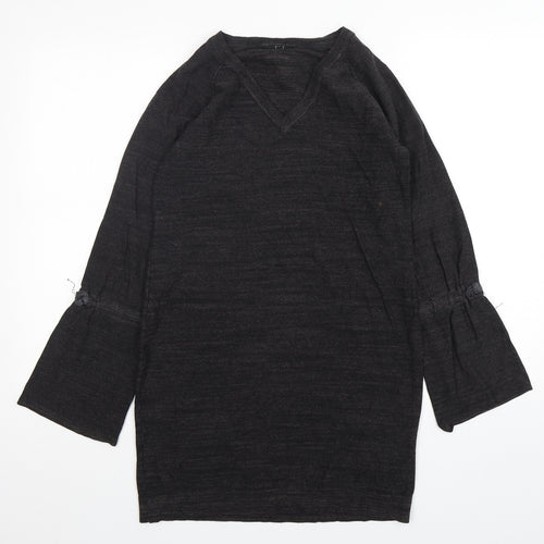NEXT Womens Grey V-Neck  Cotton Pullover Jumper Size 8
