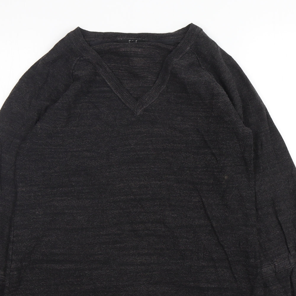 NEXT Womens Grey V-Neck  Cotton Pullover Jumper Size 8