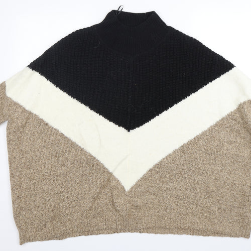 Marks and Spencer Womens Multicoloured High Neck  Cotton Pullover Jumper Size M