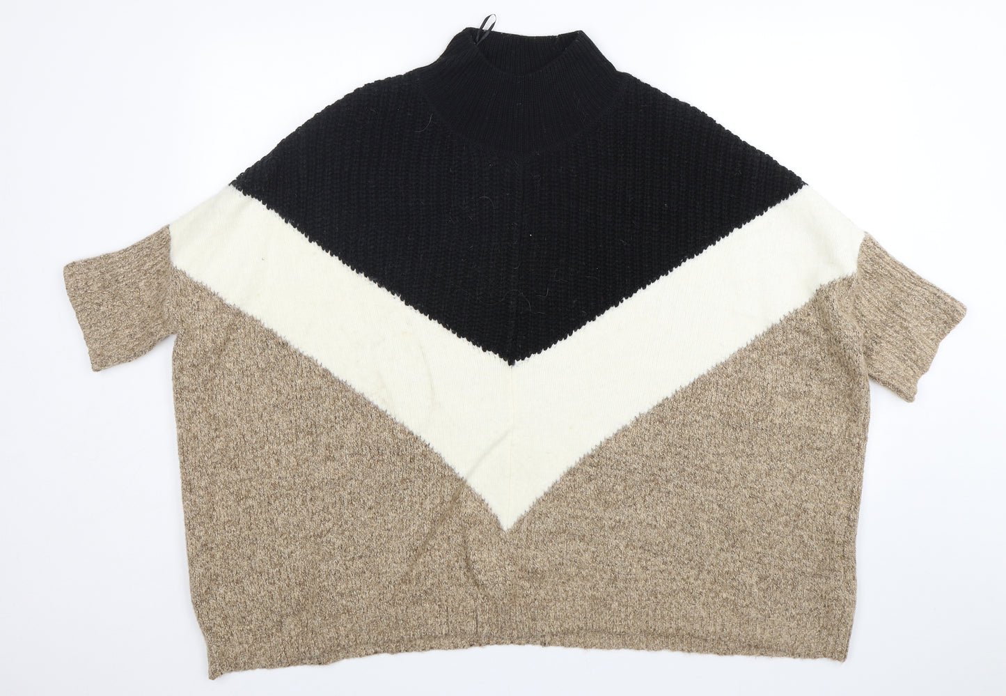 Marks and Spencer Womens Multicoloured High Neck  Cotton Pullover Jumper Size M