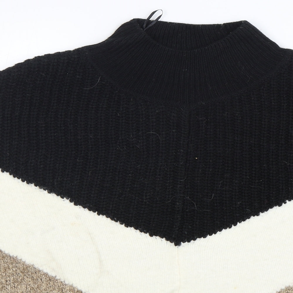 Marks and Spencer Womens Multicoloured High Neck  Cotton Pullover Jumper Size M