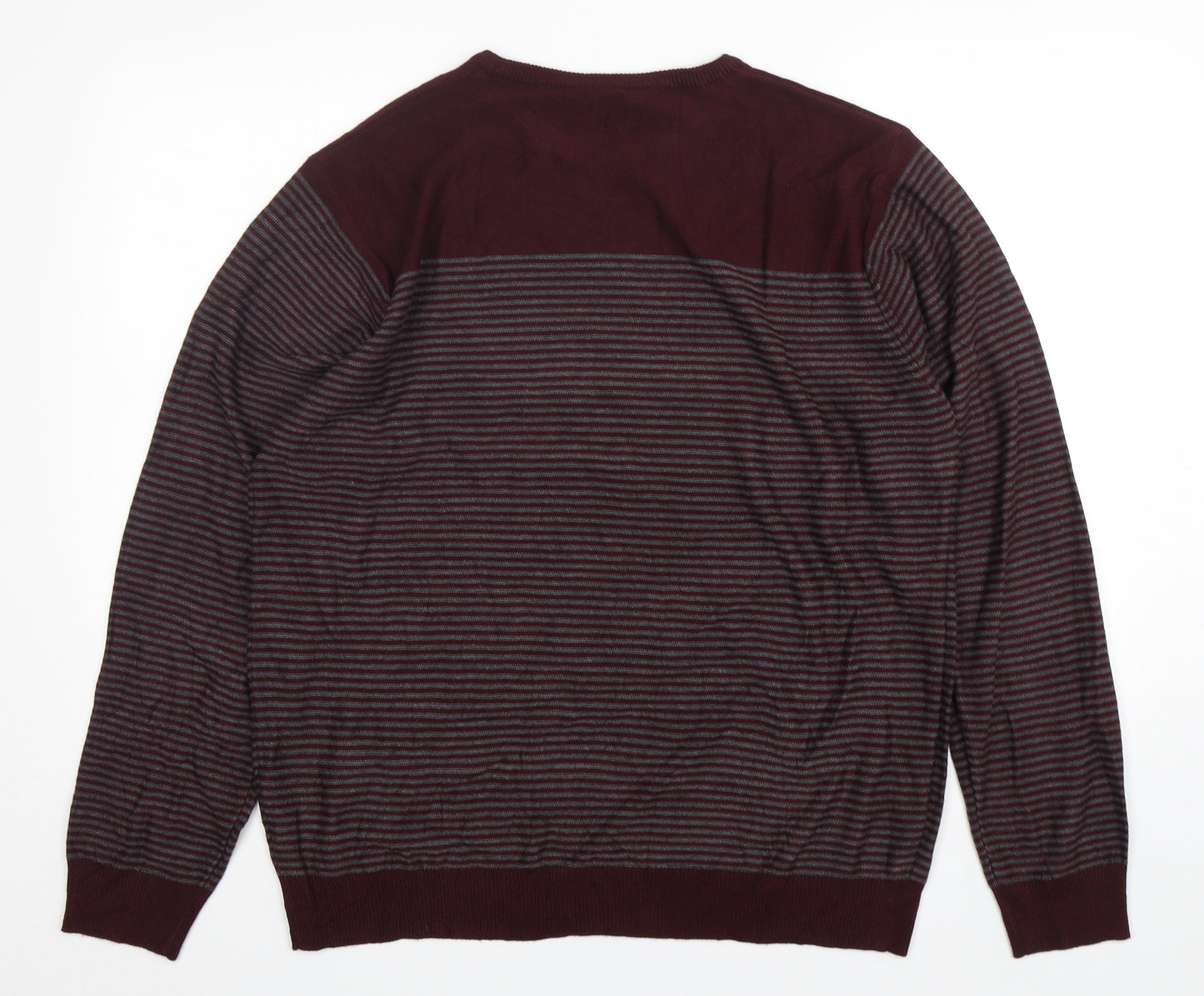 Cedar Wood State Mens Multicoloured Round Neck Striped Acrylic Pullover Jumper Size XL