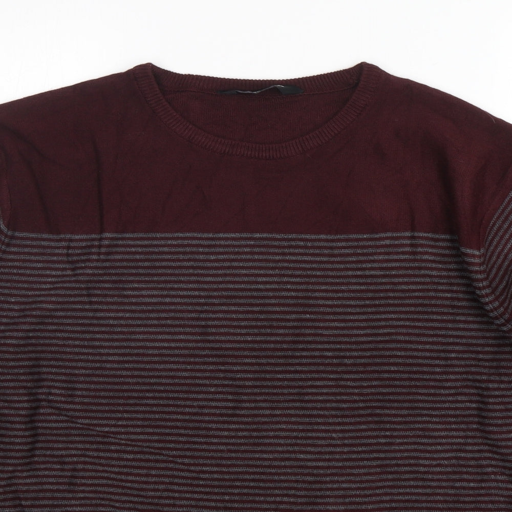 Cedar Wood State Mens Multicoloured Round Neck Striped Acrylic Pullover Jumper Size XL