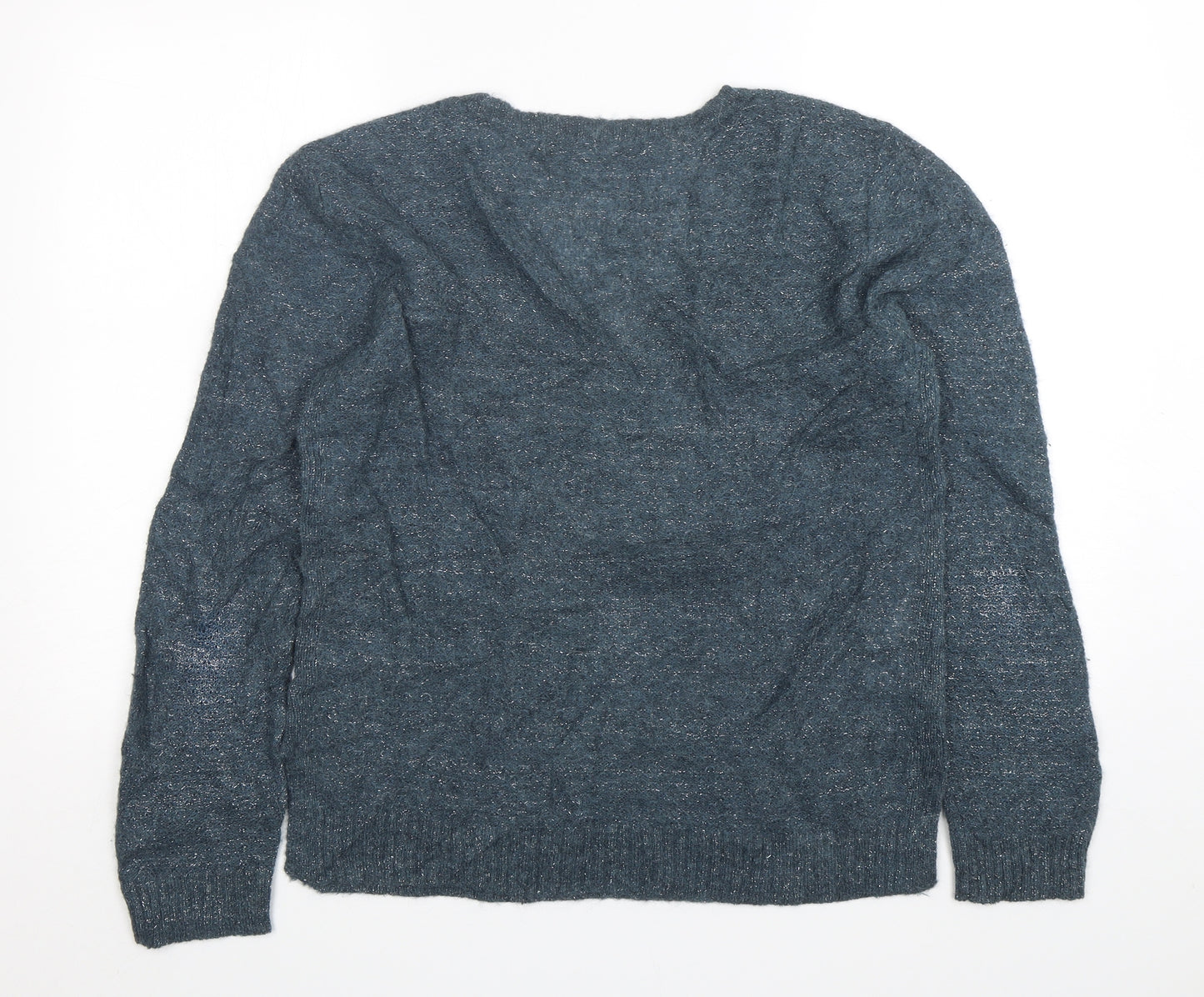 Comptoir des Cotonniers Womens Blue V-Neck  Alpaca Pullover Jumper Size L