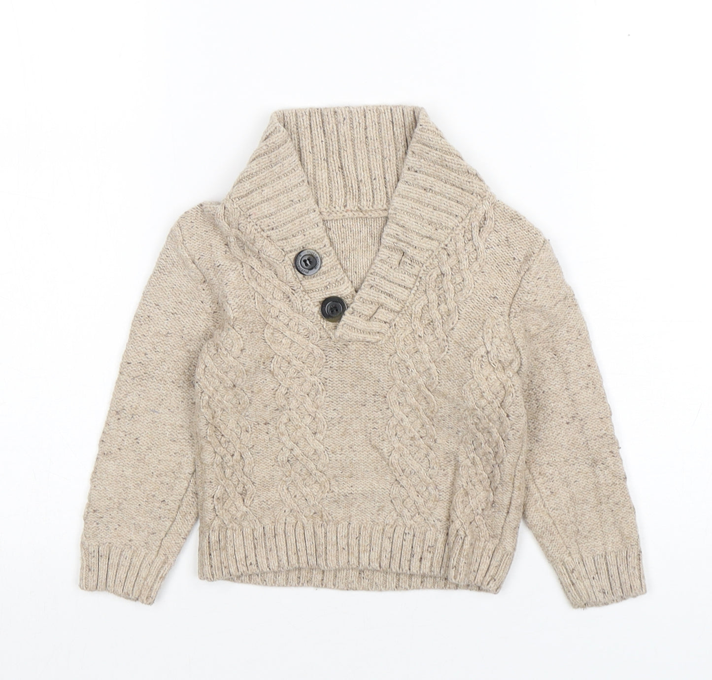 Mothercare Boys Beige  Cotton Pullover Jumper Size 9-12 Months