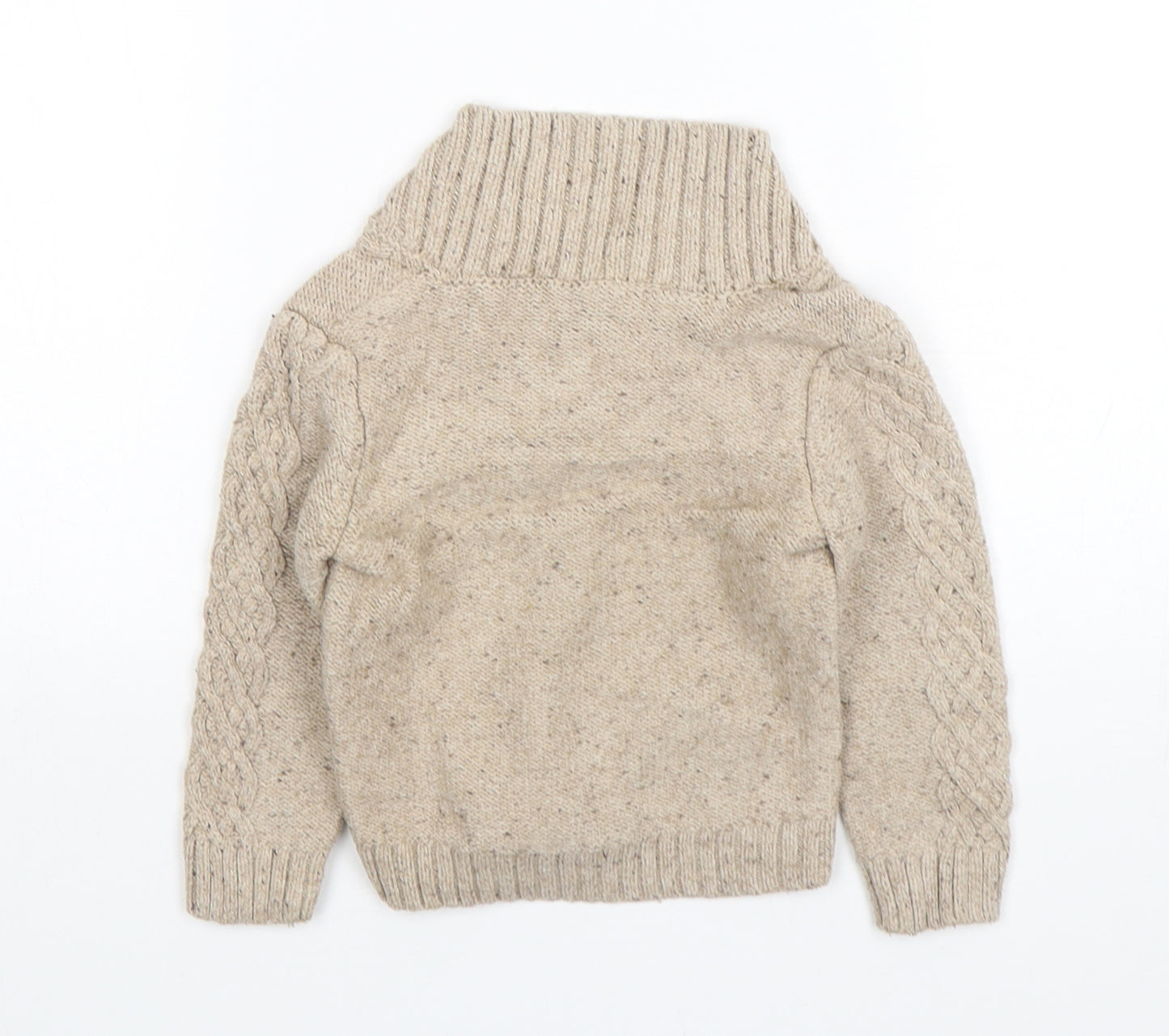 Mothercare Boys Beige  Cotton Pullover Jumper Size 9-12 Months