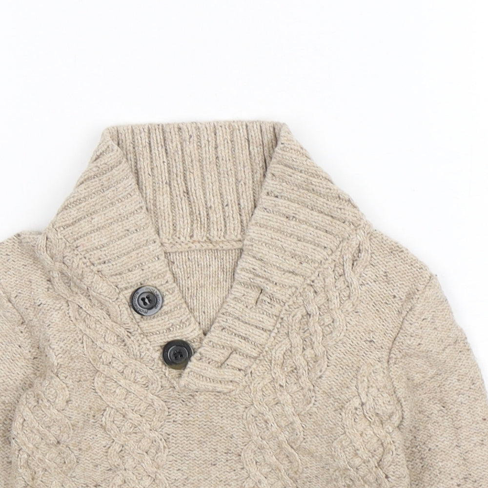 Mothercare Boys Beige  Cotton Pullover Jumper Size 9-12 Months