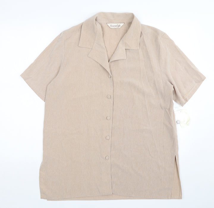 Bonmarché Womens Beige  Polyester Basic Button-Up Size 16 Collared