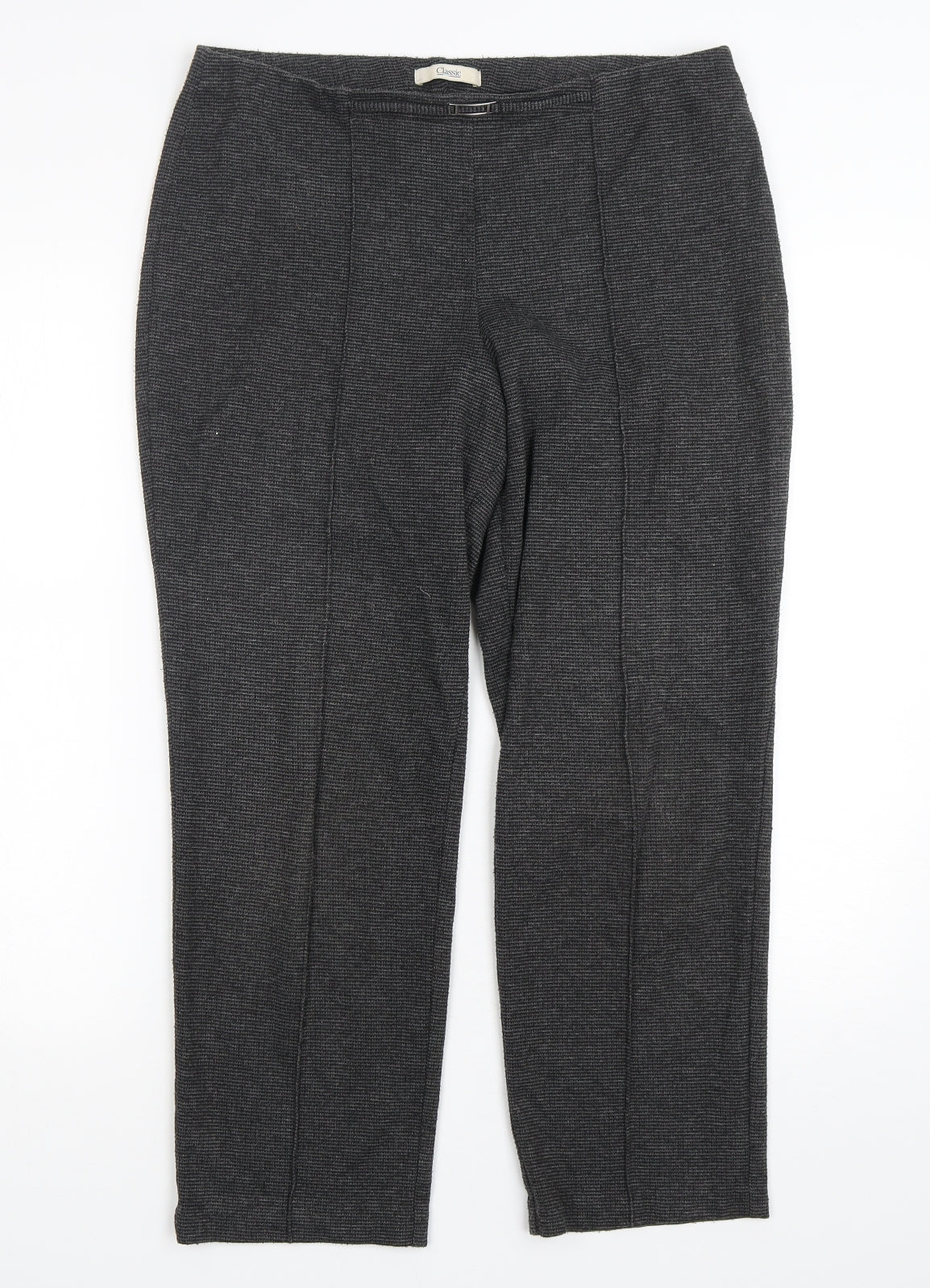 Marks and Spencer Womens Grey  Polyester Cropped Trousers Size 12 L26 in Regular