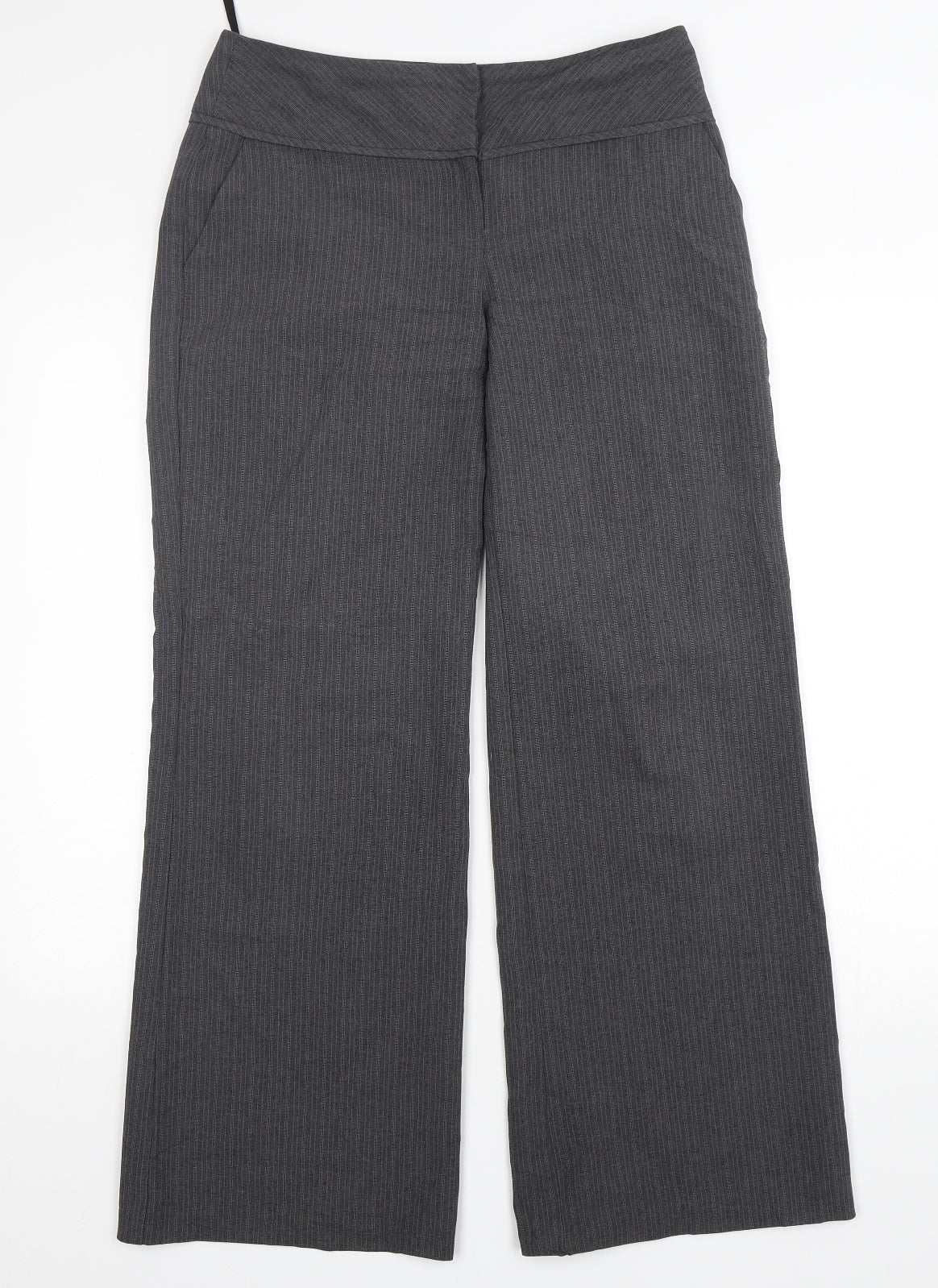 evie Womens Grey  Polyester Trousers  Size 10 L32 in Regular Hook & Eye