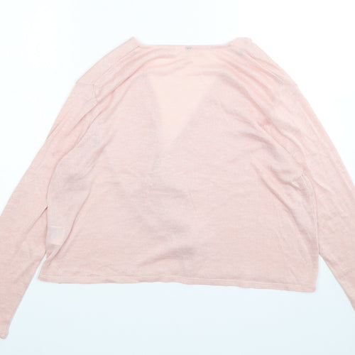 H&M Womens Pink V-Neck  Polyester Cardigan Jumper Size L