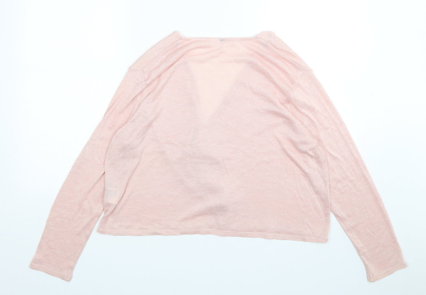 H&M Womens Pink V-Neck  Polyester Cardigan Jumper Size L