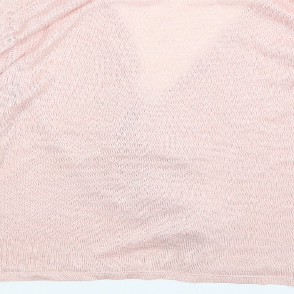 H&M Womens Pink V-Neck  Polyester Cardigan Jumper Size L