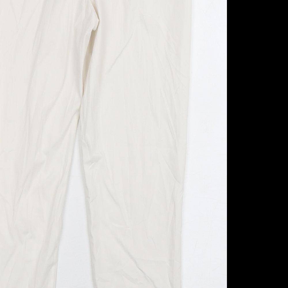 Mango Womens White  Polyester Trousers  Size 12 L27 in Regular Hook & Eye