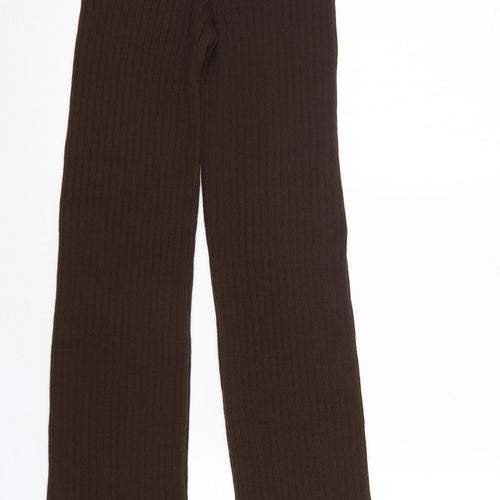 PRETTYLITTLETHING Womens Brown  Acrylic Jogger Leggings Size S L36 in