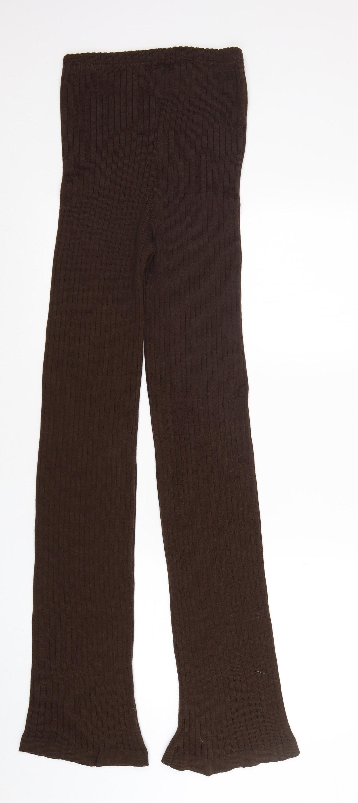 PRETTYLITTLETHING Womens Brown  Acrylic Jogger Leggings Size S L36 in
