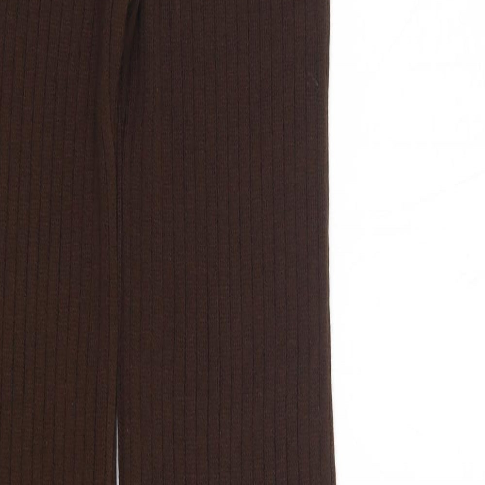PRETTYLITTLETHING Womens Brown  Acrylic Jogger Leggings Size S L36 in