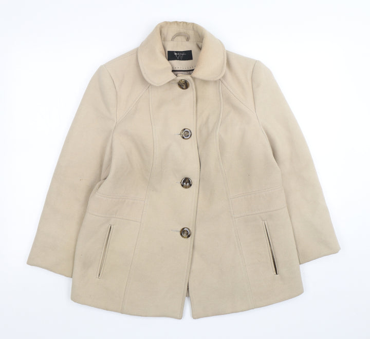 BHS Womens Beige   Overcoat Coat Size 12  Button