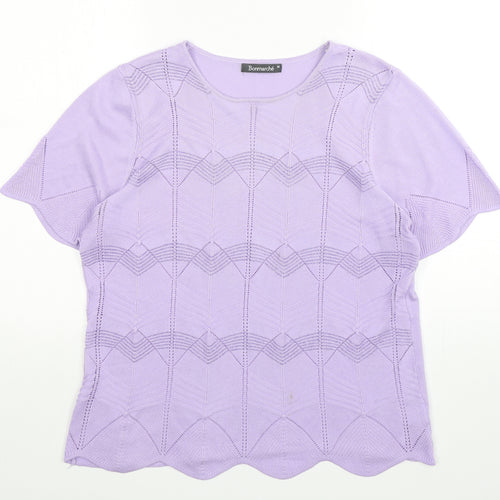 Bonmarché Womens Purple  Acrylic Basic T-Shirt Size M Round Neck