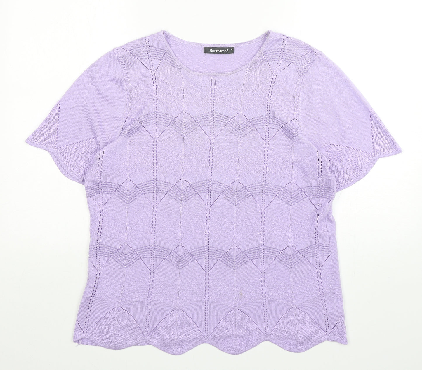 Bonmarché Womens Purple  Acrylic Basic T-Shirt Size M Round Neck
