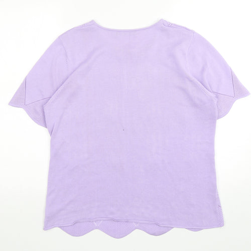 Bonmarché Womens Purple  Acrylic Basic T-Shirt Size M Round Neck