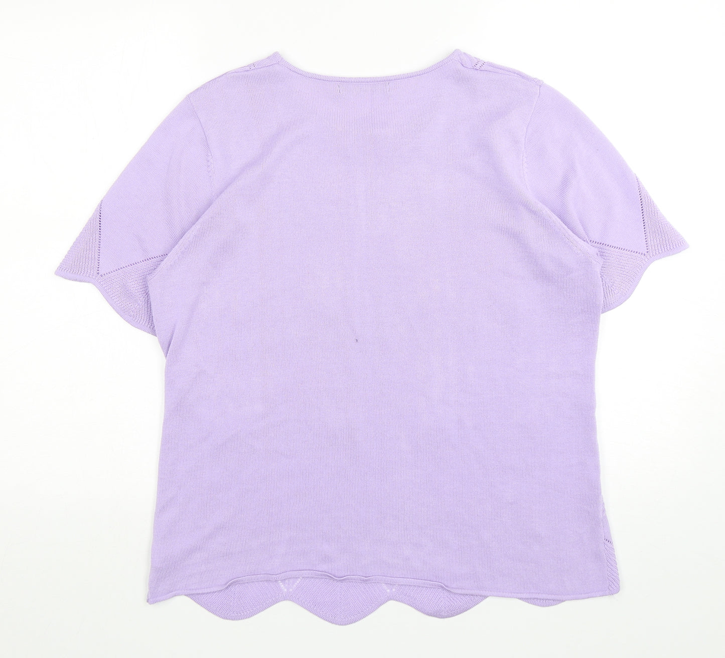 Bonmarché Womens Purple  Acrylic Basic T-Shirt Size M Round Neck