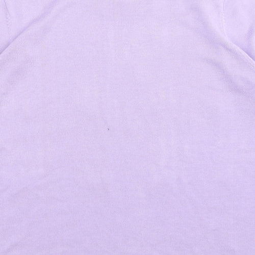 Bonmarché Womens Purple  Acrylic Basic T-Shirt Size M Round Neck