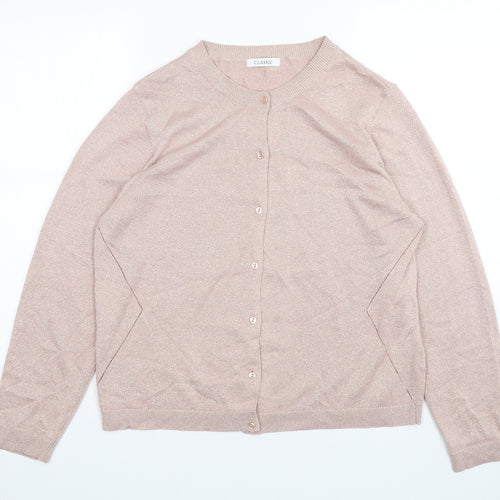 Marks and Spencer Womens Pink Round Neck  Modal Cardigan Jumper Size 18