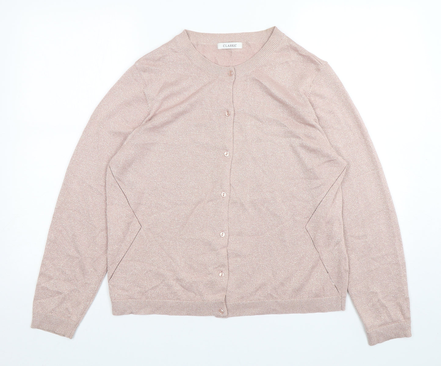 Marks and Spencer Womens Pink Round Neck  Modal Cardigan Jumper Size 18