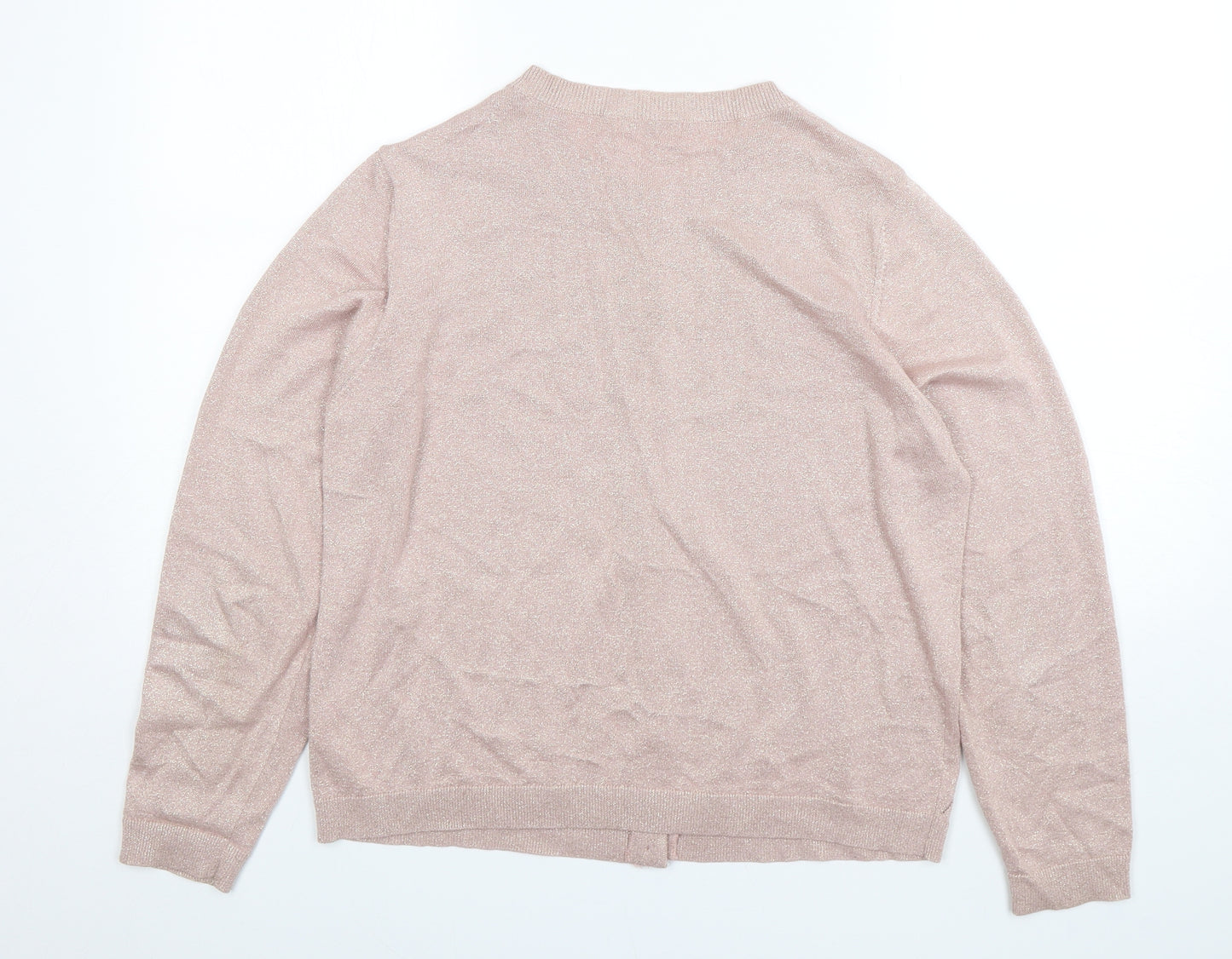 Marks and Spencer Womens Pink Round Neck  Modal Cardigan Jumper Size 18