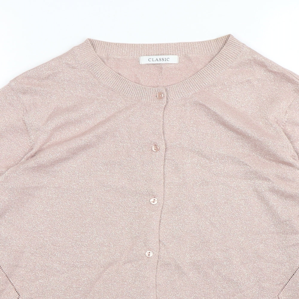 Marks and Spencer Womens Pink Round Neck  Modal Cardigan Jumper Size 18