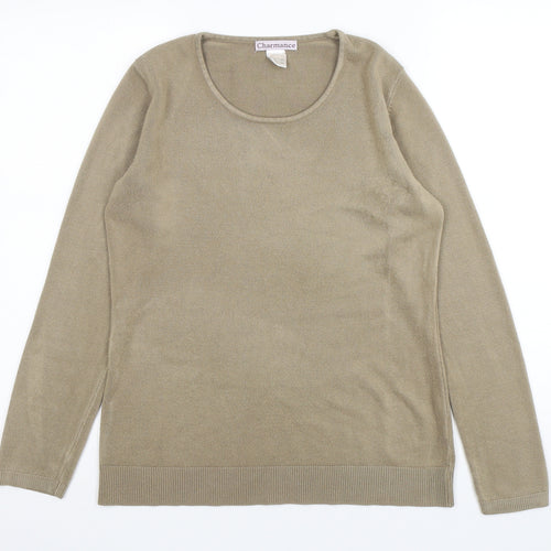 Chaemance Womens Green Round Neck  Acrylic Pullover Jumper Size 18