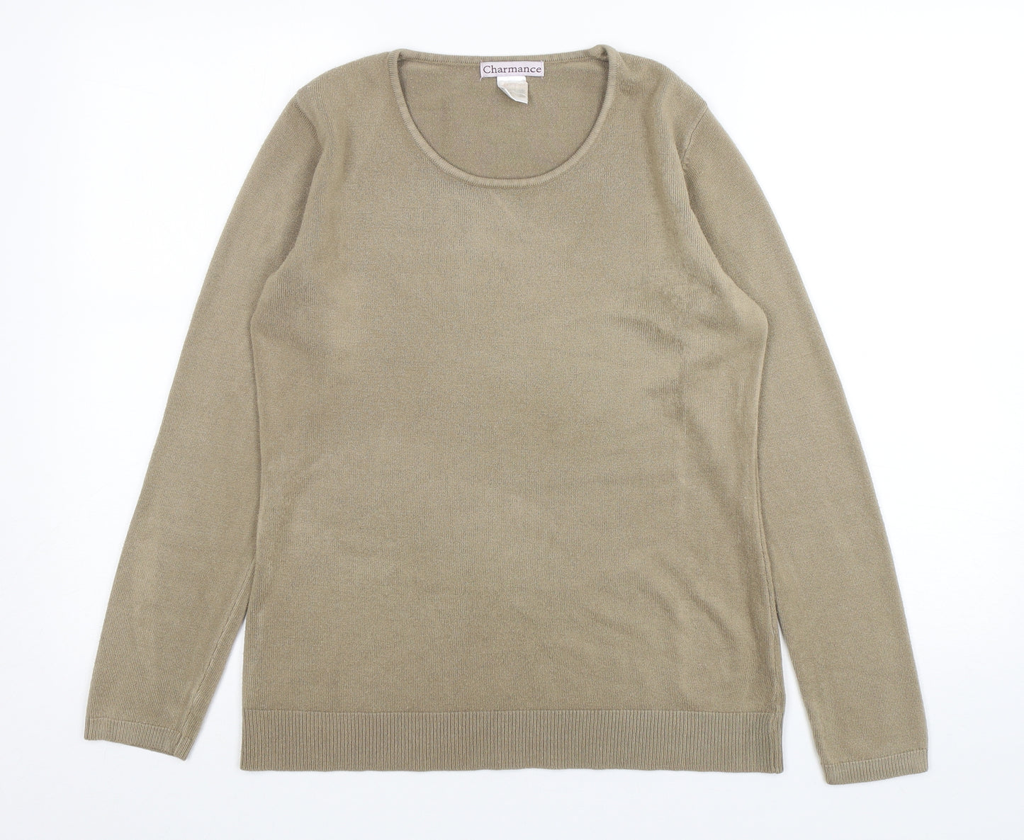 Chaemance Womens Green Round Neck  Acrylic Pullover Jumper Size 18
