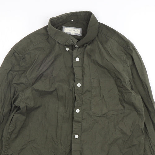 River Island  Mens Green  Cotton  Button-Up Size S Collared Button