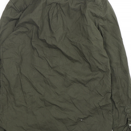 River Island  Mens Green  Cotton  Button-Up Size S Collared Button