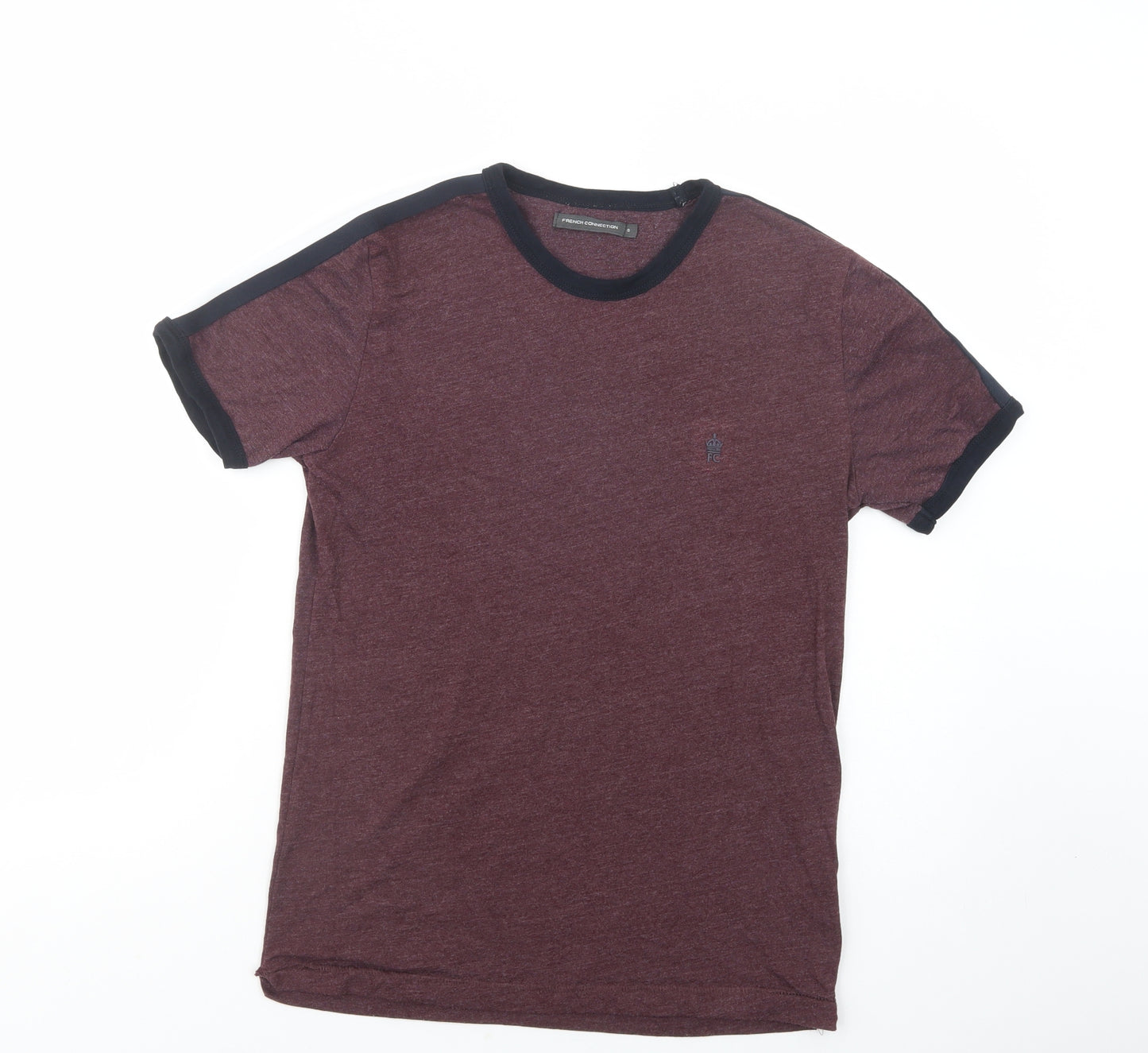 French Connection Mens Purple  Cotton  T-Shirt Size S Crew Neck