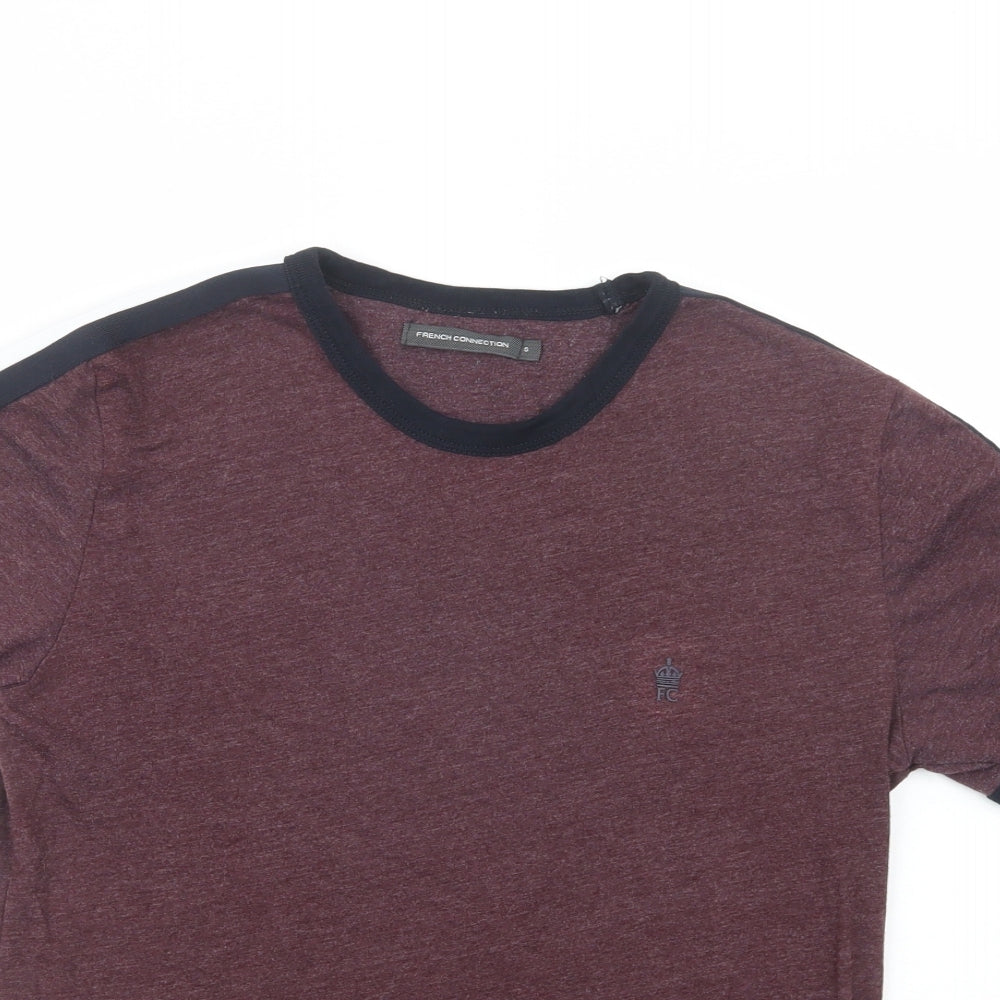 French Connection Mens Purple  Cotton  T-Shirt Size S Crew Neck