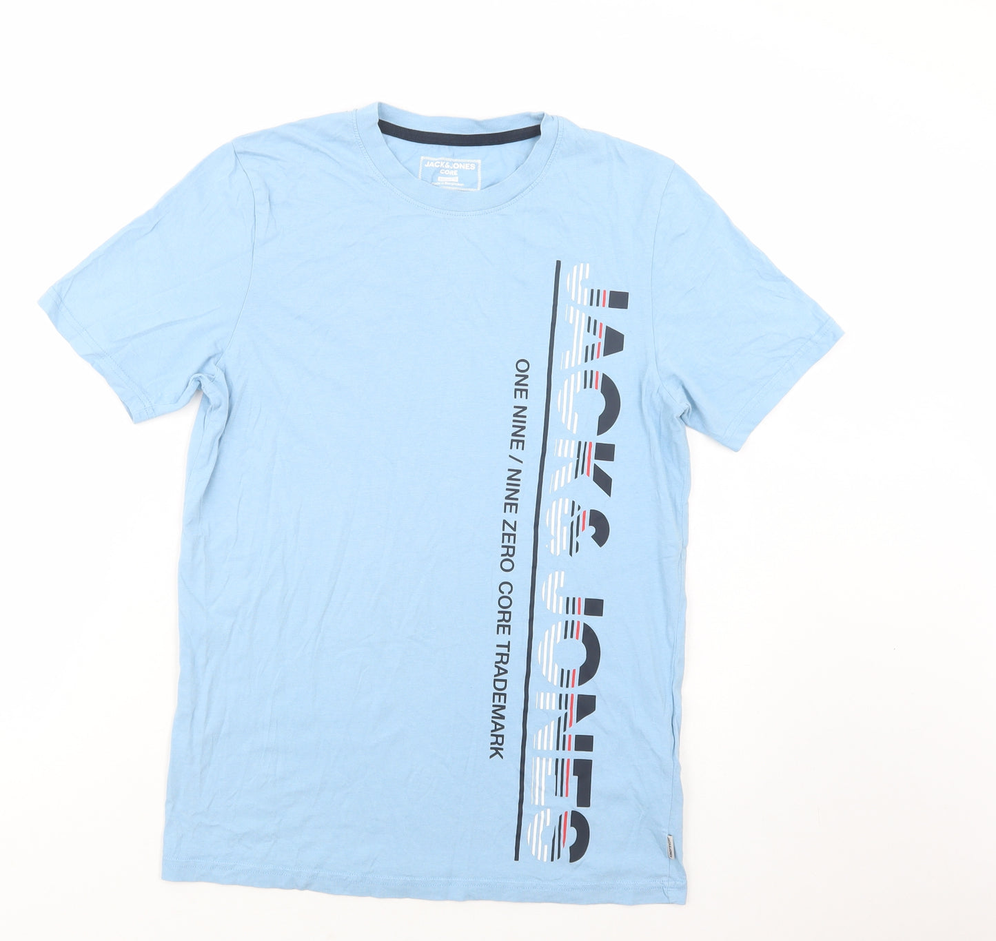 JACK & JONES Mens Blue  Cotton  T-Shirt Size S Crew Neck