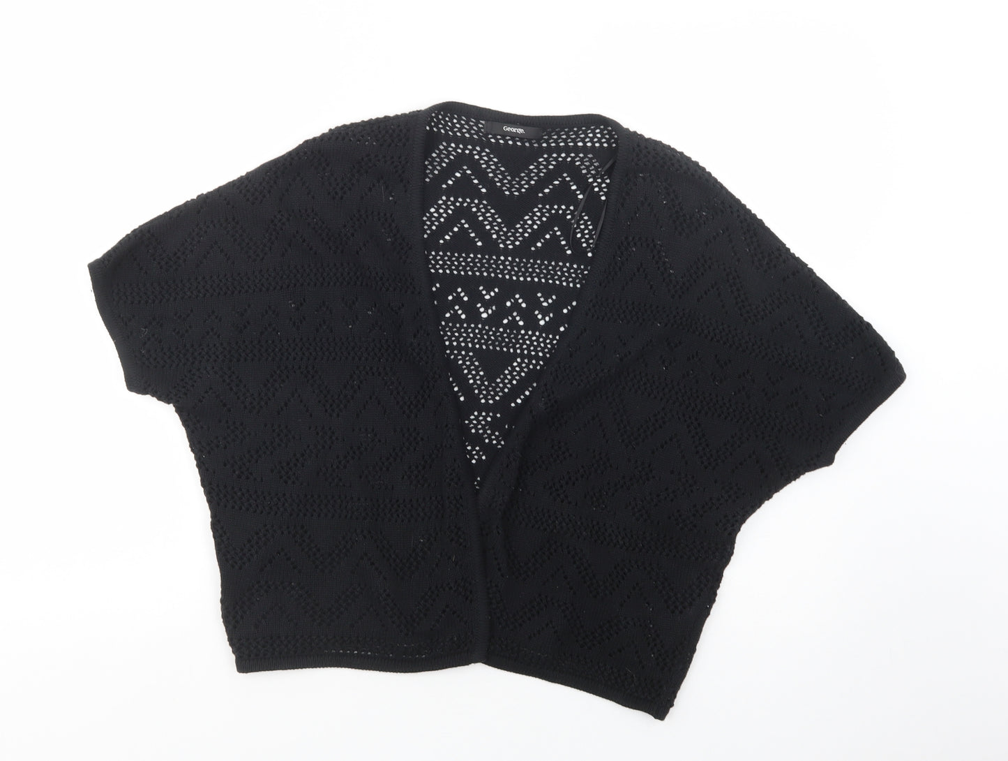 George Womens Black V-Neck  Cotton Cardigan Jumper Size 14