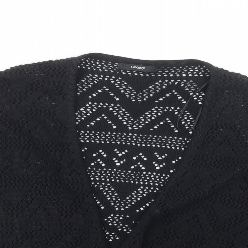 George Womens Black V-Neck  Cotton Cardigan Jumper Size 14