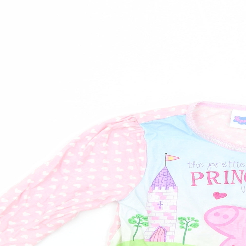 George Girls Pink Geometric Cotton Pullover T-Shirt Size 3-4 Years Crew Neck Pullover - Peppa Pig
