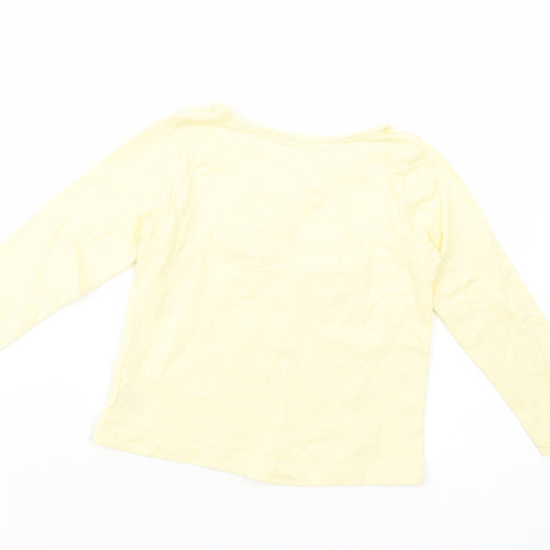 Dunnes Stores Girls Yellow  Cotton Pullover T-Shirt Size 3 Years Crew Neck Pullover - Flower Detail