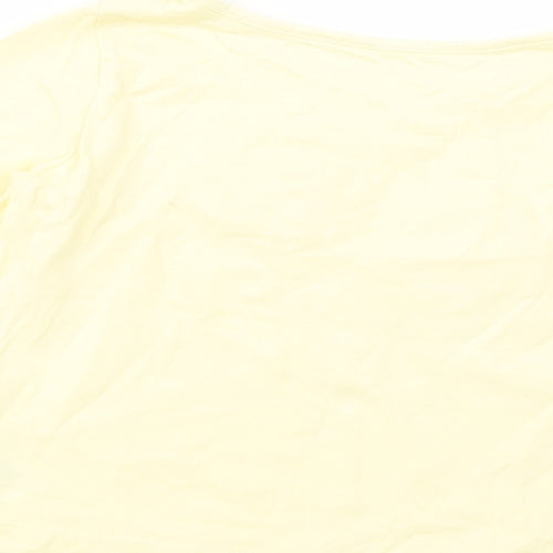 Dunnes Stores Girls Yellow  Cotton Pullover T-Shirt Size 3 Years Crew Neck Pullover - Flower Detail