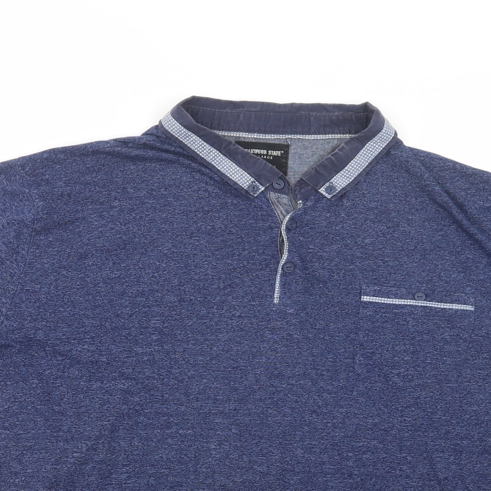 Cedarwood State Mens Blue  Cotton  Polo Size 2XL Collared Button