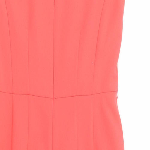 Dunnes Stores Womens Pink  Polyester Pencil Dress  Size 10  Square Neck Zip
