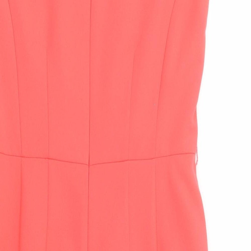Dunnes Stores Womens Pink  Polyester Pencil Dress  Size 10  Square Neck Zip