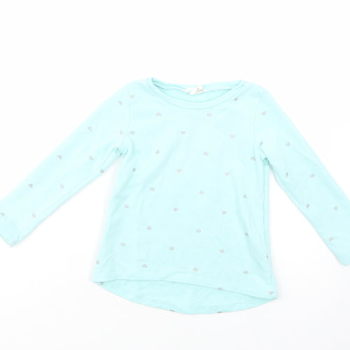 H&M Girls Green Geometric Cotton Pullover Sweatshirt Size 2-3 Years  Pullover - Heart Print