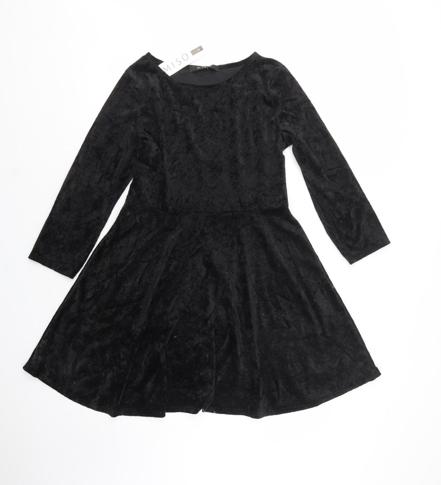 Miso Womens Black  Polyester Skater Dress  Size 16  Boat Neck Pullover