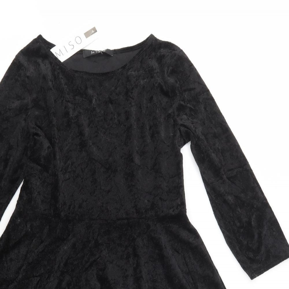 Miso Womens Black  Polyester Skater Dress  Size 16  Boat Neck Pullover