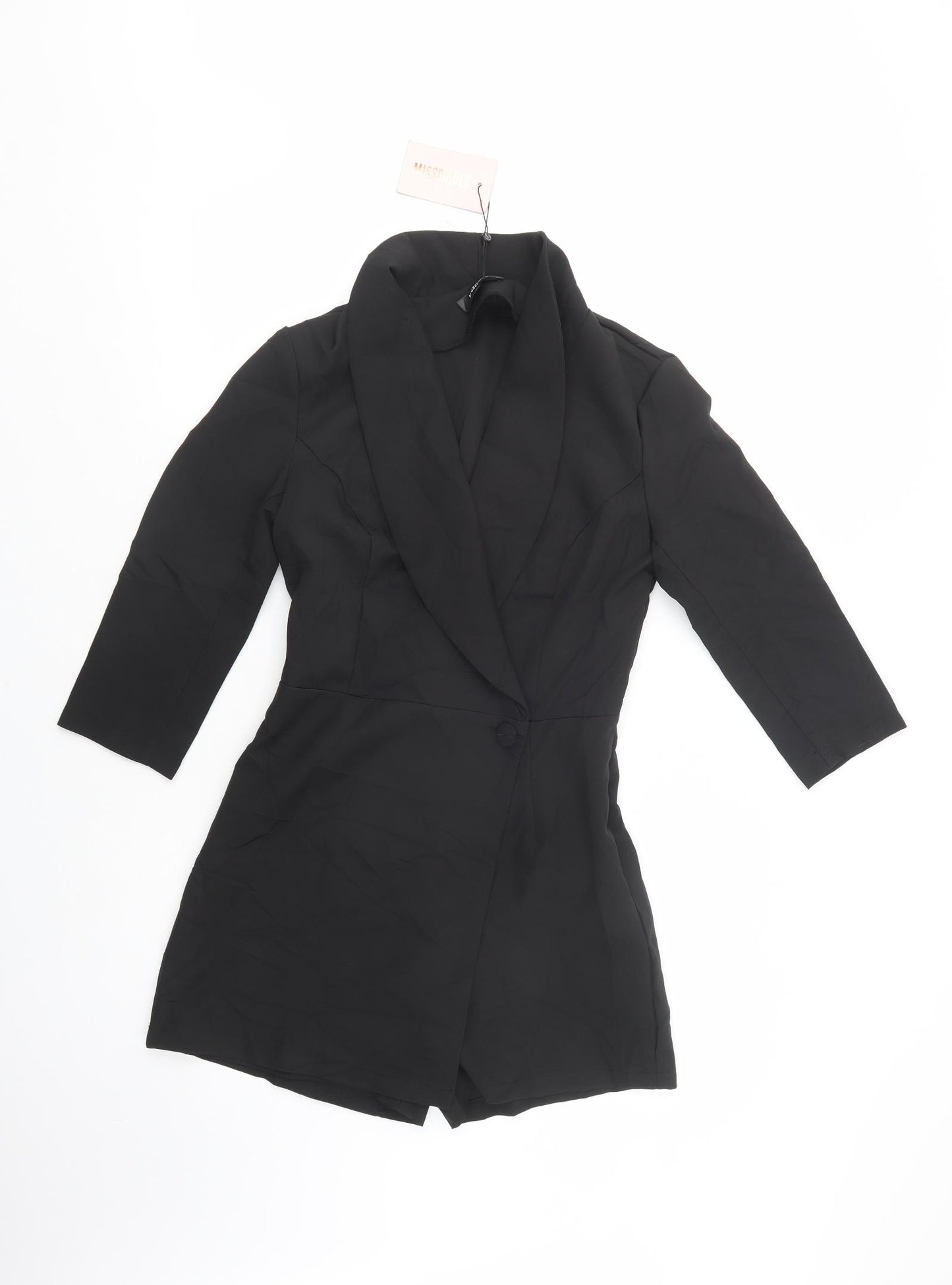 Missguided Womens Black  Polyester Playsuit One-Piece Size 8  Zip